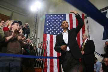 Barack Obama at a campaign rally on the campus of the University of New Hampshire on 2.17.2007.