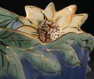 Sunflower pottery vessel by Maine artist Toby Rosenberg.