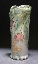 Floral Tzedakah box, iris,tulip,daffodil