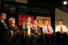 Candidates running in Maine's 1st congressional race face off at a debate in Portland, Maine.